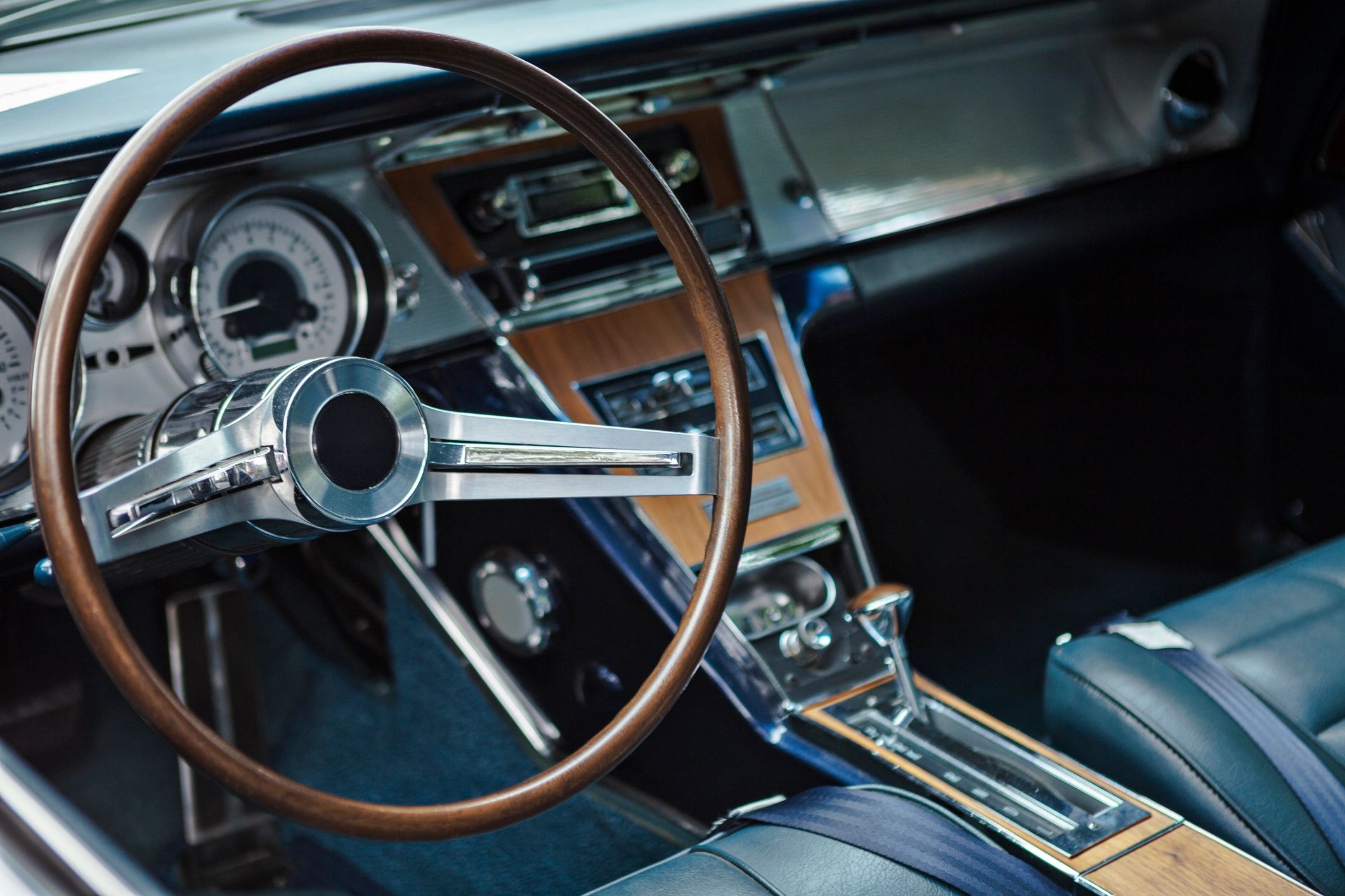 Classic car steering wheel detail